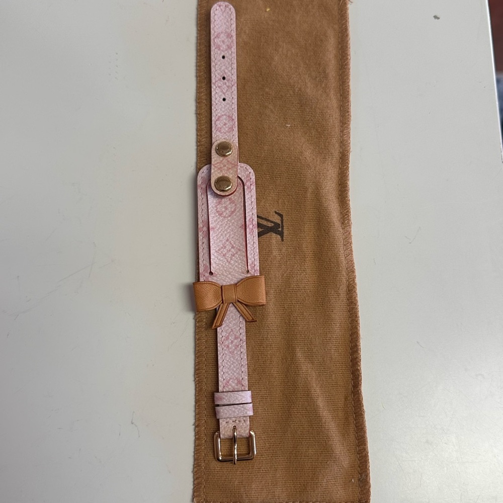 Louis Vuitton Pink and Tan Bow Bracelet